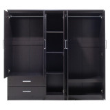 Dollap rrobash Olympus pakoworld me 5 dyer dhe sirtarë+pasqyrë në ngjyrë WENGE 198x57x183
