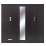 Dollap rrobash Olympus pakoworld me 5 dyer dhe sirtarë+pasqyrë në ngjyrë WENGE 198x57x183