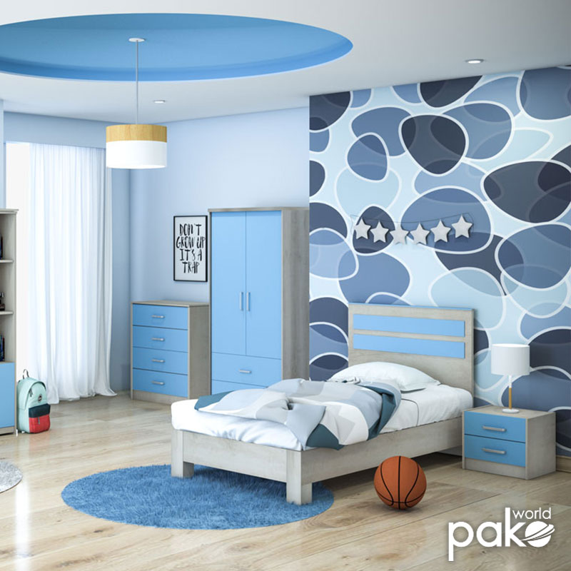 Komodinë për fëmijë Looney pakoworld castillo-blu 47,5x40,5x40,5