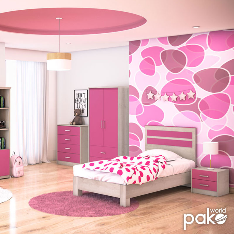 Komodinë për fëmijë Looney pakoworld castillo-rozë 47,5x40,5x40,5