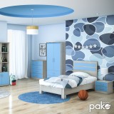 Komodinë për fëmijë me 4 sirtarë Looney pakoworld në ngjyrë castillo-blu 80x40x95