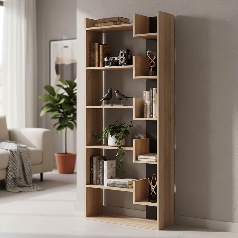Bibliotekë Naya pakoworld sonoma-antracit 72x30x182.5cm