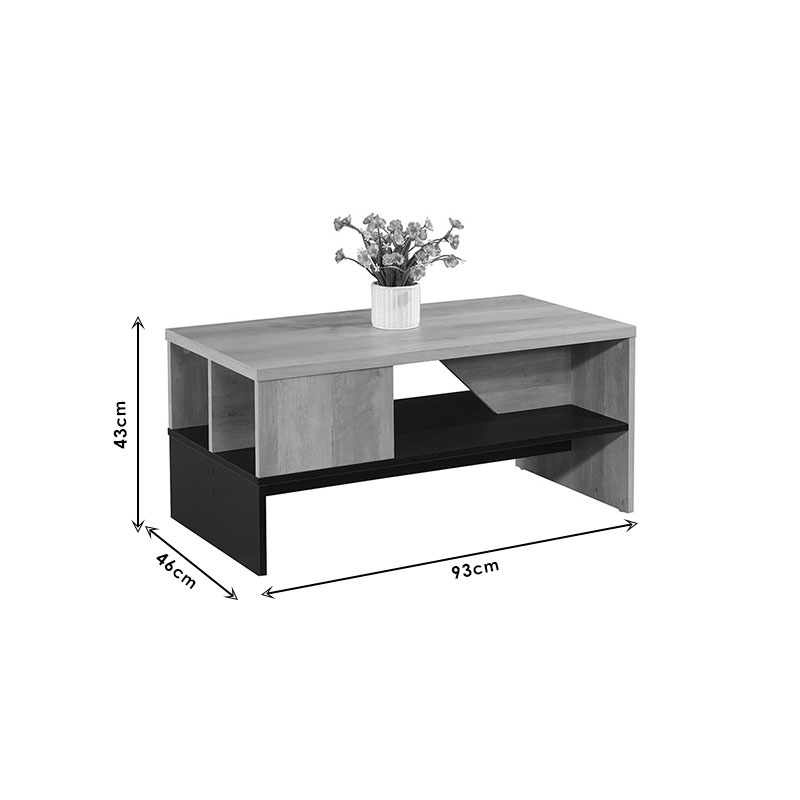 Tavolinë kafeje Naya pakoworld sonoma-antracit 93x46x43cm