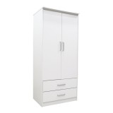 Dollap Olympus pakoworld me 2 dyer dhe sirtarë në ngjyrë të bardhë 81x57x183