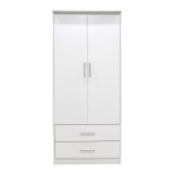 Dollap Olympus pakoworld me 2 dyer dhe sirtarë në ngjyrë të bardhë 81x57x183