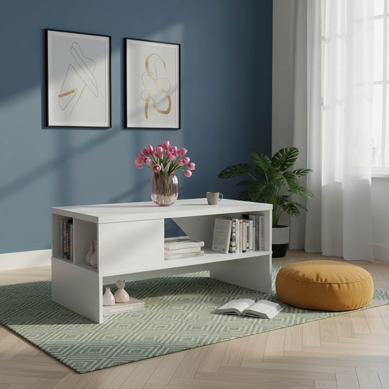 Tavolinë kafeje Naya pakoworld në ngjyrë të bardhë 93x46x43cm