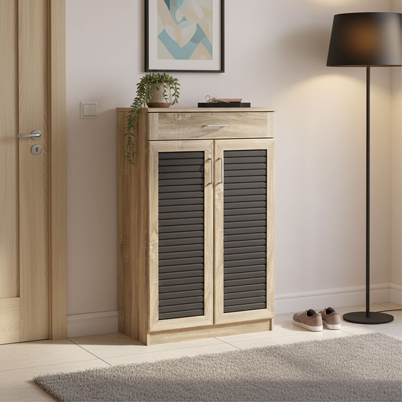 Kabinet këpucësh Sante pakoworld 20 palë sonoma-gri e errët 80x37x123cm