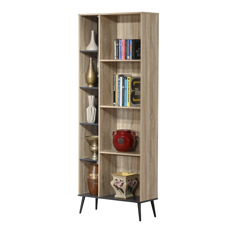 Bibliotekë Zezan pakoworld në ngjyrë sonoma-gri e errët 76.5x30x200.5cm