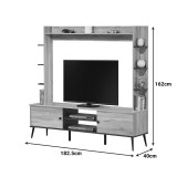 Set TV Zezan pakoworld në ngjyrë SONOMA-gri e errët 182.5x40x162cm