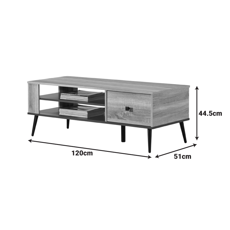 Tavolinë kafeje Zezan pakoworld në ngjyrë SONOMA-gri e errët 120x51x44.5cm