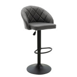 Stol bari Balina pakoworld i rregullueshëm në lartësi pu i zi-metal i zi 52x53x109cm