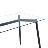 Tavolinë ngrënieje QUANA pakoworld xham transparent me këmbë të zeza 120x70x75cm