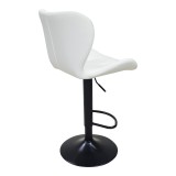 Stol bari Coozy pakoworld, i rregullueshëm në lartësi, metal i zi mat me pu në ngjyrë të bardhë 46x47x90-112cm