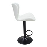 Stol bari Coozy pakoworld, i rregullueshëm në lartësi, metal i zi mat me pu në ngjyrë të bardhë 46x47x90-112cm