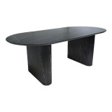 Tavolinë ngrënieje Nembou pakoworld mdf në ngjyrë të zezë dhe ari 210x100x76cm