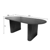 Tavolinë ngrënieje Nembou pakoworld mdf në ngjyrë të zezë dhe ari 210x100x76cm