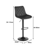 Stol bari Libra pakoworld pu-metal në ngjyrë të zezë 49x55x115cm
