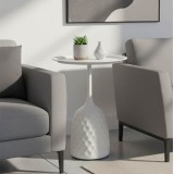 Tavolinë anësore Waini pakoworld metalike në nuancë krem D39x60cm