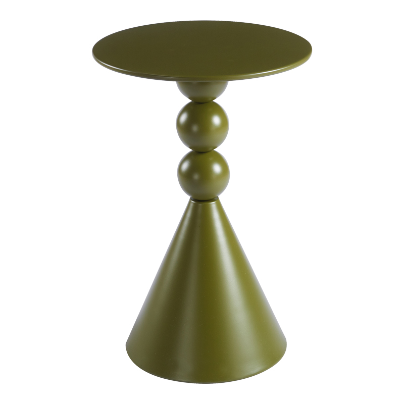 Tavolinë anësore Bilane pakoworld metal në nuancë jeshile ulliri D39x60cm
