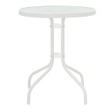 Tavolinë Watson pakoworld metal e bardhë-xham D60x70cm