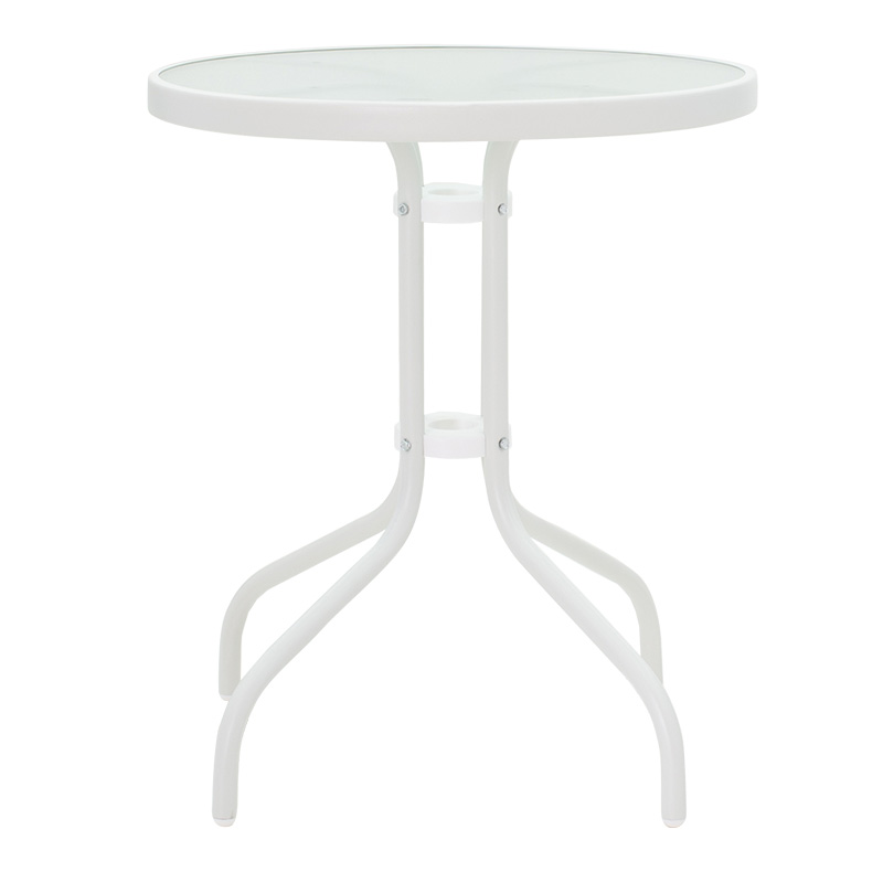 Tavolinë Watson pakoworld metal e bardhë-xham D60x70cm