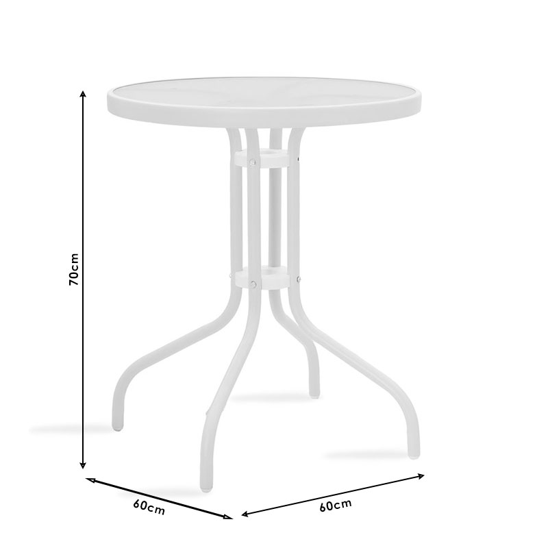 Tavolinë Watson pakoworld metal e bardhë-xham D60x70cm