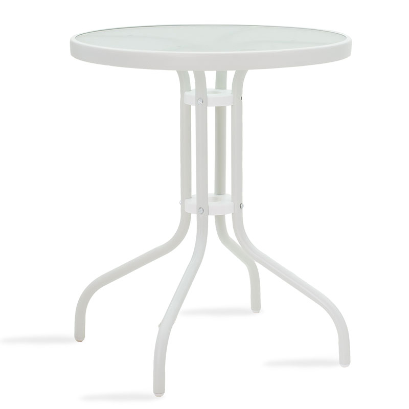 Tavolinë Watson pakoworld metal e bardhë-xham D60x70cm