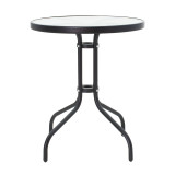 Tavolinë Watson pakoworld metal e zezë-xham D60x70cm