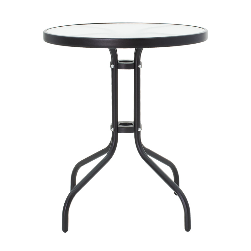 Tavolinë Watson pakoworld metal e zezë-xham D60x70cm