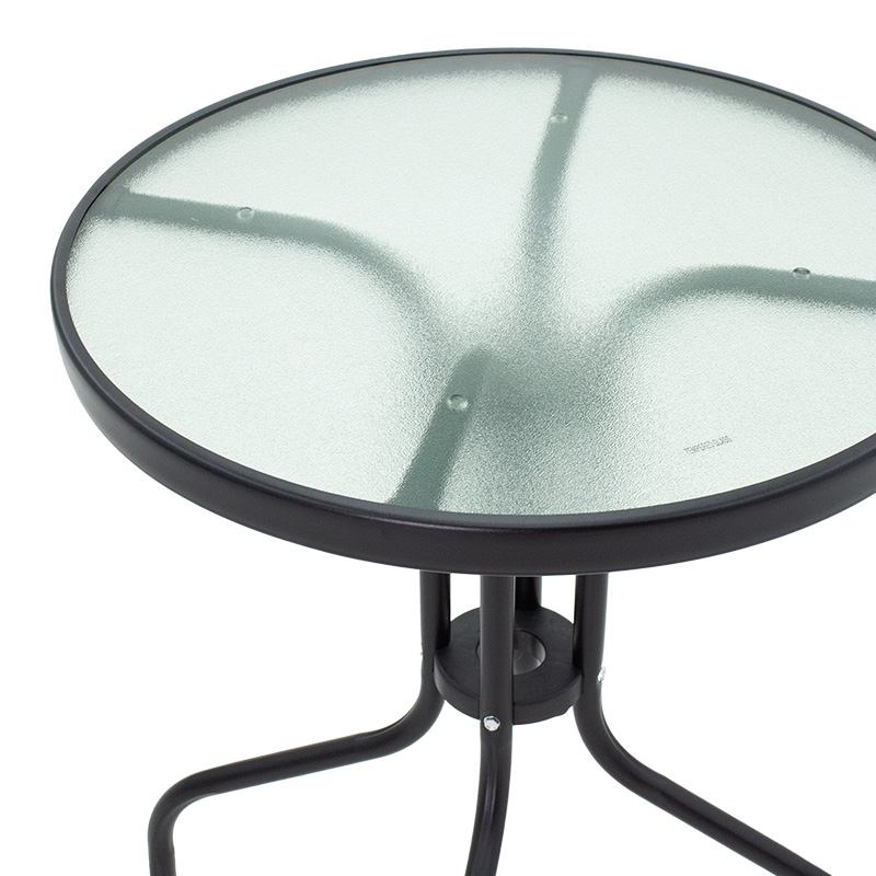 Tavolinë Watson pakoworld metal e zezë-xham D60x70cm