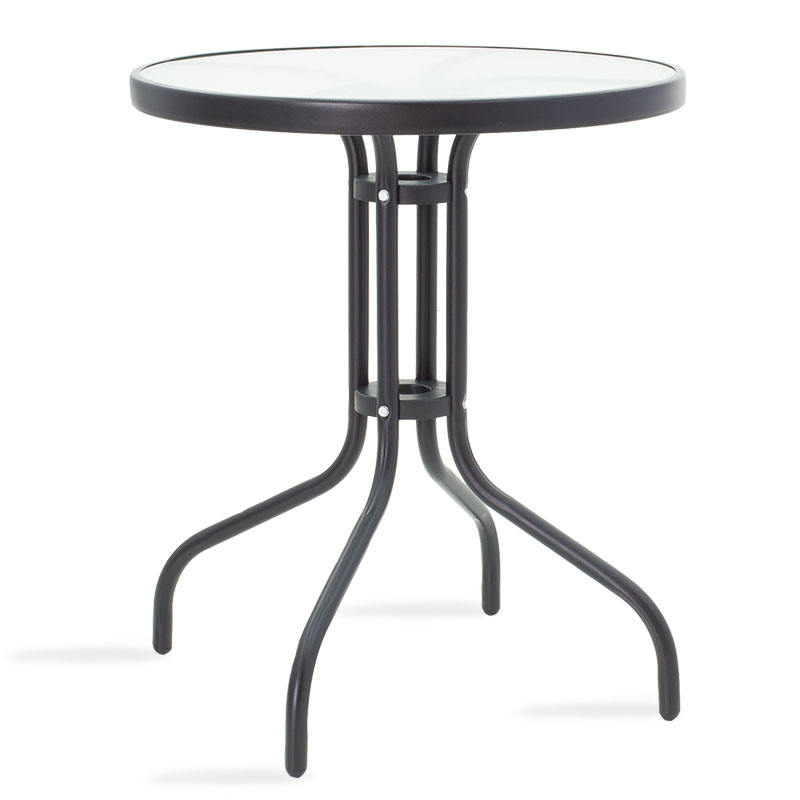 Tavolinë Watson pakoworld metal e zezë-xham D60x70cm