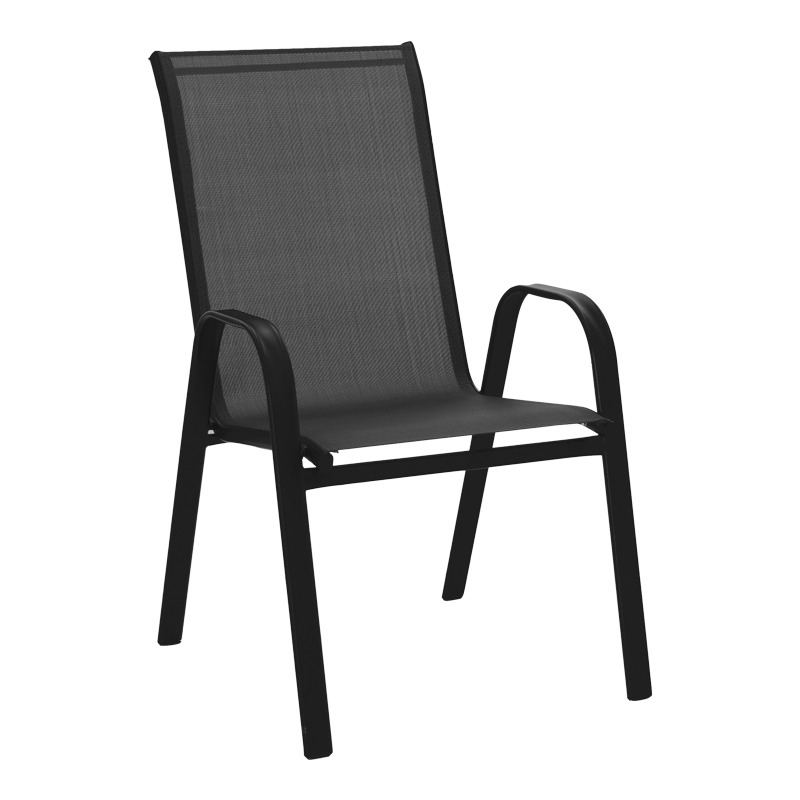 Fotel Calan pakoworld metal i zi-textilene e zezë 54x74x91cm