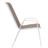 Fotel Calan pakoworld metal i bardhë-textilene kafe 54x74x91cm