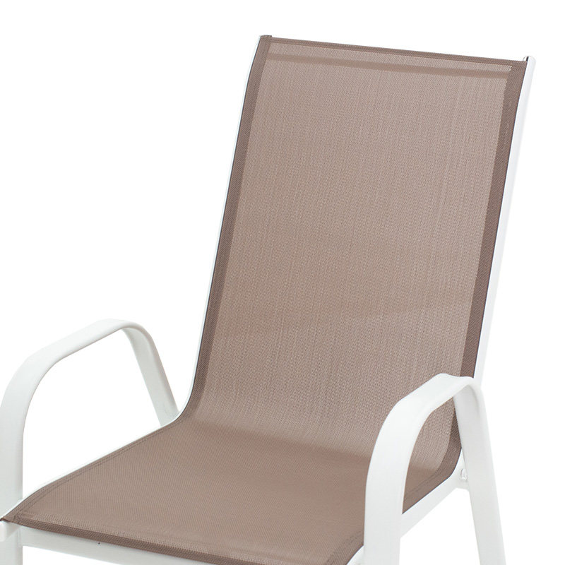 Fotel Calan pakoworld metal i bardhë-textilene kafe 54x74x91cm