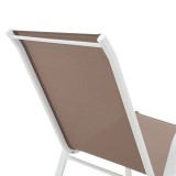 Fotel Calan pakoworld metal i bardhë-textilene kafe 54x74x91cm