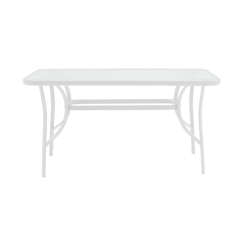 Tavolinë Ensure pakoworld metal e bardhë-xham 120x70x70cm