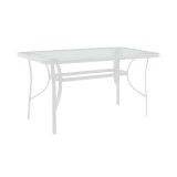 Tavolinë Ensure pakoworld metal e bardhë-xham 120x70x70cm