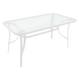 Tavolinë Ensure pakoworld metal e bardhë-xham 120x70x70cm