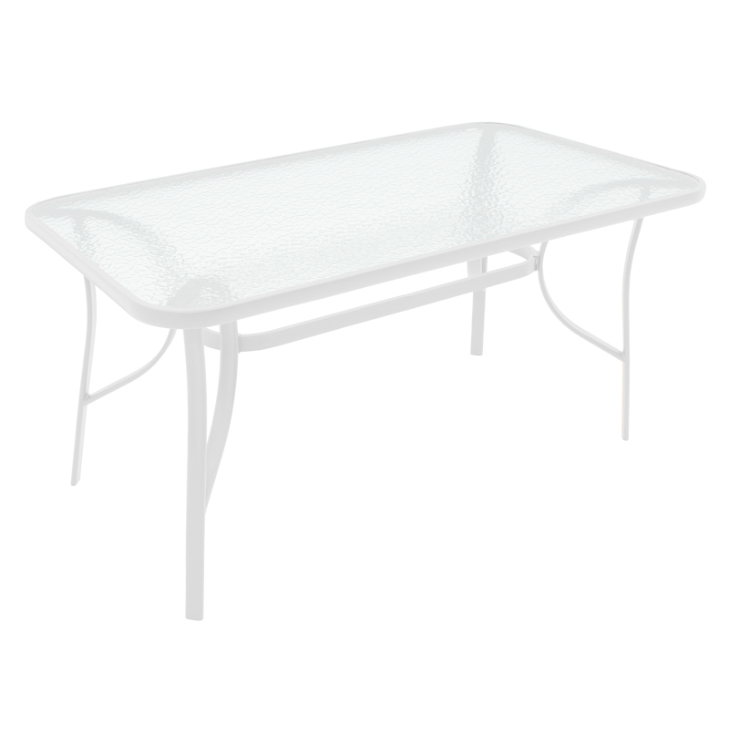 Tavolinë Ensure pakoworld metal e bardhë-xham 120x70x70cm