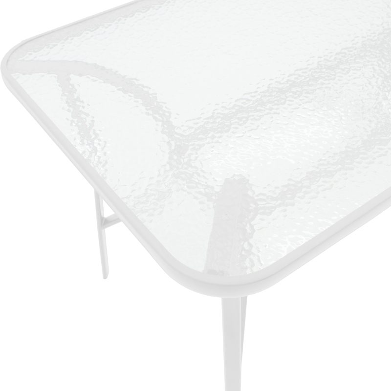 Tavolinë Ensure pakoworld metal e bardhë-xham 120x70x70cm
