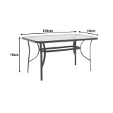 Tavolinë Ensure pakoworld metal e bardhë-xham 120x70x70cm