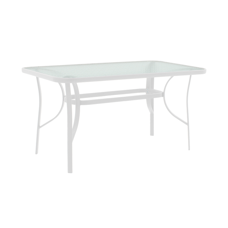 Tavolinë Ensure pakoworld metal e bardhë-xham 120x70x70cm