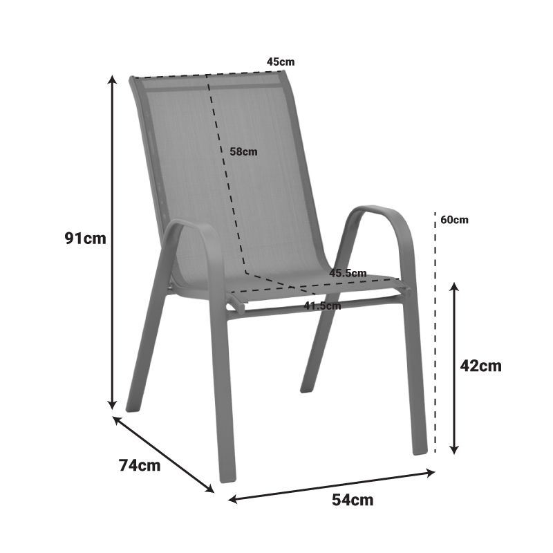 Karrige e palosshme Calan pakoworld metal antracit-textilene antracit 54x74x91cm