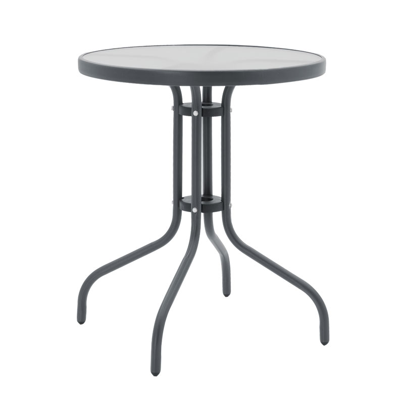 Tavolinë Watson pakoworld metal antracit-xhami Φ60x70cm