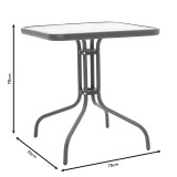 Tavolinë Watson pakoworld metal gri e errët-xham 70x70x70cm