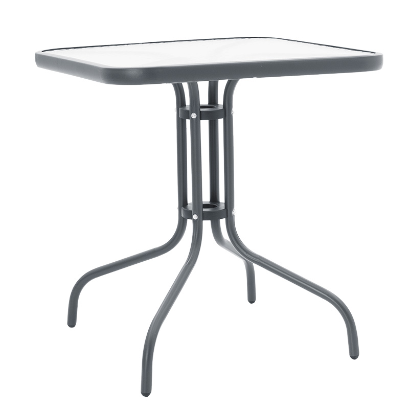 Tavolinë Watson pakoworld metal gri e errët-xham 70x70x70cm