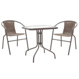 Set ngrënie 3 copë Watson-Obbi pakoworld pe kafe-metal 70x70x70cm