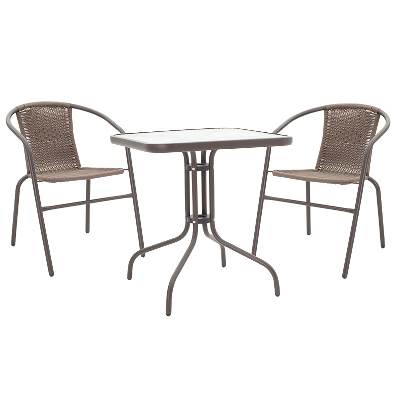 Set ngrënie 3 copë Watson-Obbi pakoworld pe kafe-metal 70x70x70cm