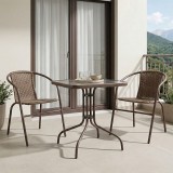 Set ngrënie 3 copë Watson-Obbi pakoworld pe kafe-metal 70x70x70cm