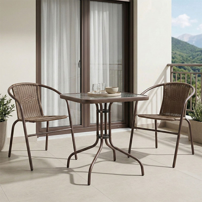 Set ngrënie 3 copë Watson-Obbi pakoworld pe kafe-metal 70x70x70cm